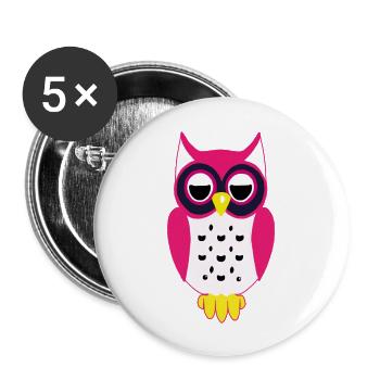 Hibou - Lot de 5 grands badges (56 mm) - blanc - Devant