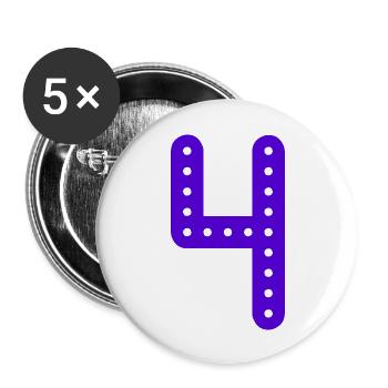 4 JAHRE. 4-jähriges Jubiläum. GEBURTSTAG 4 JAHRE. GEBURTSTAG - Buttons groß 56 mm (5er Pack) - Weiß - Vorne