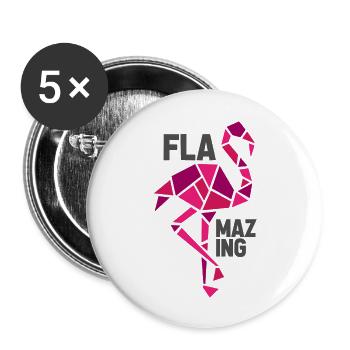 flamazing flamingo - Buttons groß 56 mm (5er Pack) - Weiß - Vorne