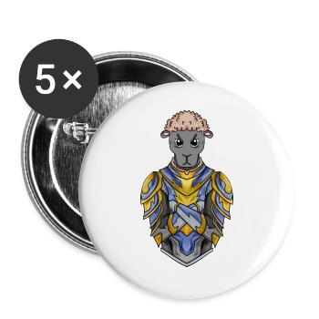 Ritter Schaf Kreuzritter - Buttons groß 56 mm (5er Pack) - Weiß - Vorne