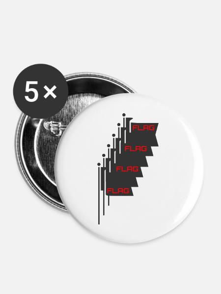 Multi Flaggen - Buttons groß 56 mm (5er Pack) - Weiß