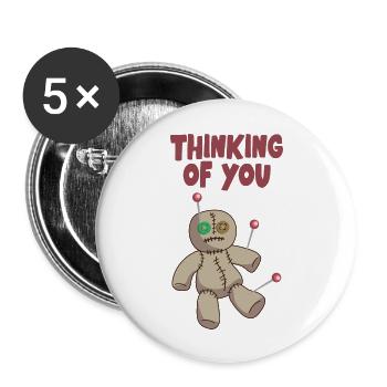 Thinking of you Voodoo Doll Scary Halloween - Buttons large 2.2''/56 mm (5-pack) - white - Front