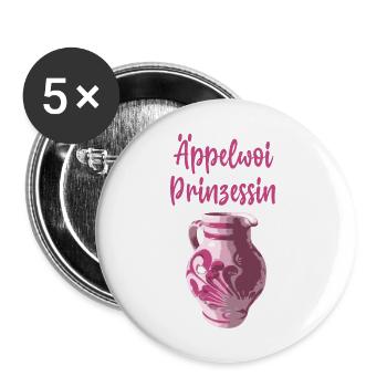 äppelwoi prinzessin,apfelwein,krug,pfälzer, - Buttons groß 56 mm (5er Pack) - Weiß - Vorne