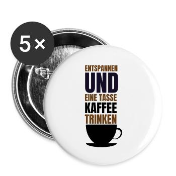 kaffee trinken 2 - Buttons groß 56 mm (5er Pack) - Weiß - Vorne