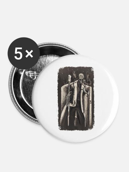 Halloween Singer - Buttons groß 56 mm (5er Pack) - Weiß