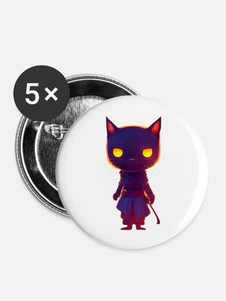 Assassin Stealth Cat - Buttons groß 56 mm (5er Pack) - Weiß