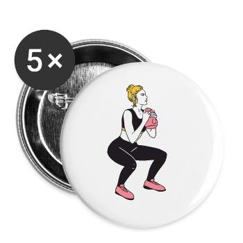 Bodybuilder Leg Day Girl Kettlebells Fitness - Buttons large 2.2''/56 mm (5-pack) - white - Front
