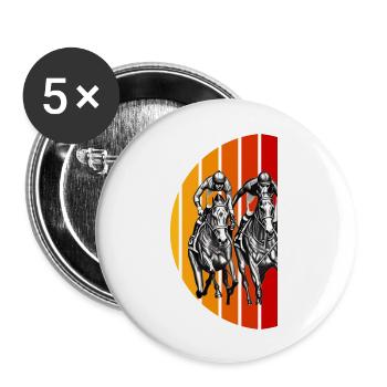 Pferderennen Vintage Zeichnung Sonnenuntergang - Buttons groß 56 mm (5er Pack) - Weiß - Vorne