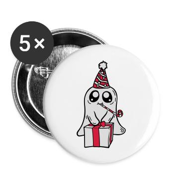 Little Ghost celebrates its birthday - Buttons large 2.2''/56 mm (5-pack) - white - Front