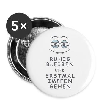 Impfen gehen - Buttons groß 56 mm (5er Pack) - Weiß - Vorne
