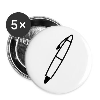 Schreiben Stift Schattenfigur transparent - Buttons groß 56 mm (5er Pack) - Weiß - Vorne