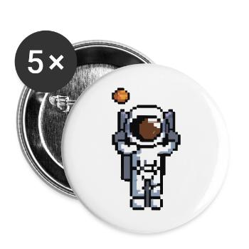 Astronaut verpixelt Weltraum Geschenkidee - Buttons groß 56 mm (5er Pack) - Weiß - Vorne