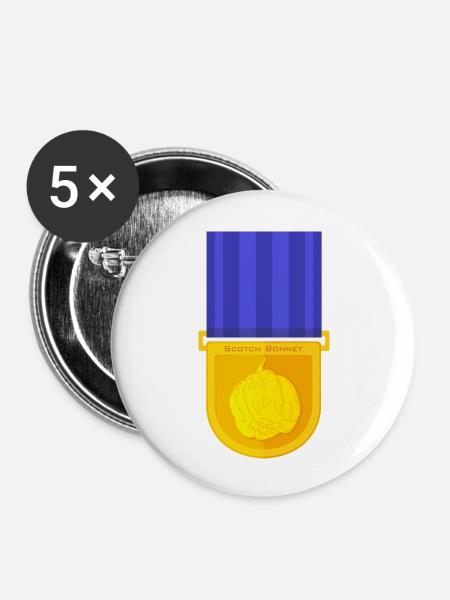 Scotch Bonnet Medaille - Buttons groß 56 mm (5er Pack) - Weiß
