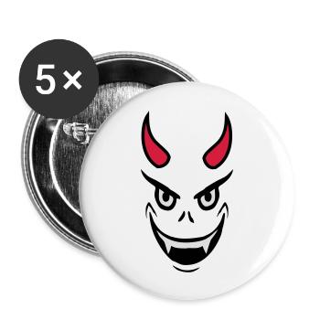 Conception du visage du diable maléfique - Lot de 5 grands badges (56 mm) - blanc - Devant