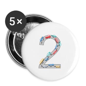 2. Geburtstag - Buttons groß 56 mm (5er Pack) - Weiß - Vorne