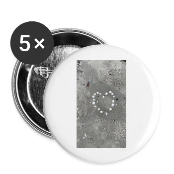 herz aus muscheln - Buttons groß 56 mm (5er Pack) - Weiß - Vorne