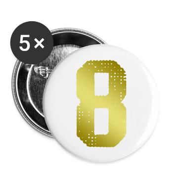 8 Zahl Trikot - Buttons groß 56 mm (5er Pack) - Weiß - Vorne