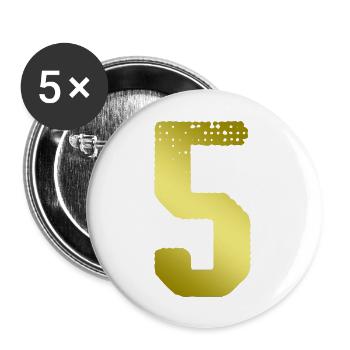 5 Zahl Trikot - Buttons groß 56 mm (5er Pack) - Weiß - Vorne
