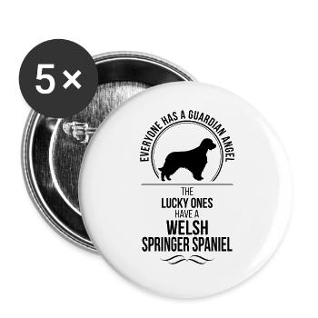 WELSH SPRINGER SPANIEL Guardian Angel Wilsigns - Buttons large 2.2''/56 mm (5-pack) - white - Front