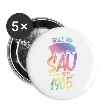 1965 Geile Sau - Buttons groß 56 mm (5er Pack) - Weiß - Vorne