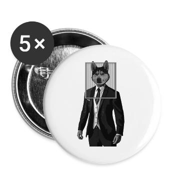 Chien husky avec des vêtements de costume dans le cadre de l’image - Lot de 5 grands badges (56 mm) - blanc - Devant