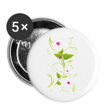 Branche avec des fleurs roses - Lot de 5 grands badges (56 mm) - blanc - Devant