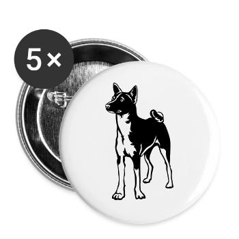 Basenji - Buttons groß 56 mm (5er Pack) - Weiß - Vorne