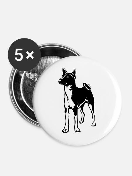 Basenji - Buttons groß 56 mm (5er Pack) - Weiß
