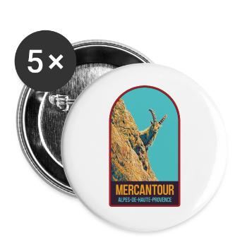 Illustration bouquetin dans le Mercantour - Lot de 5 grands badges (56 mm) - blanc - Devant