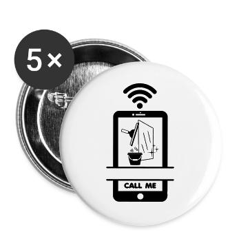 Appelez-moi téléphone windowlapper - Lot de 5 grands badges (56 mm) - blanc - Devant