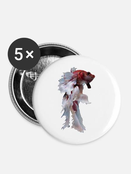 Betta, betta fish - Buttons groß 56 mm (5er Pack) - Weiß