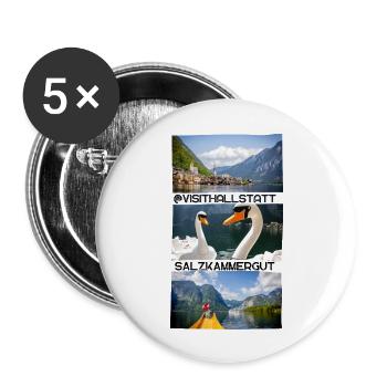 visithallstatt - Buttons groß 56 mm (5er Pack) - Weiß - Vorne