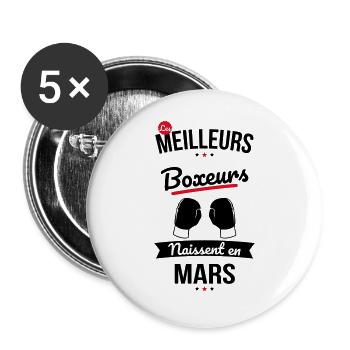 Les meilleurs boxeurs naissent en Mars - Lot de 5 grands badges (56 mm) - blanc - Devant