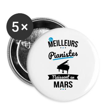 Les meilleurs pianistes naissent en Mars - Lot de 5 grands badges (56 mm) - blanc - Devant