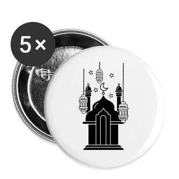 Lumières et étoiles de mosquée - Lot de 5 grands badges (56 mm) - blanc - Devant