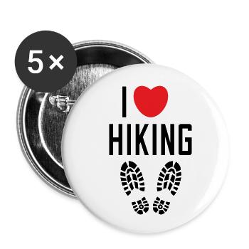 I Love Hiking Nature Experience Statement Heart - Buttons large 2.2''/56 mm (5-pack) - white - Front