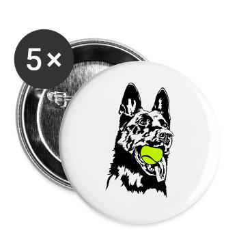 Berger allemand Balljunkie Chiens Wilsigns - Lot de 5 grands badges (56 mm) - blanc - Devant