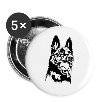 Deutscher Schäferhund Balljunkie Hunde Wilsigns - Buttons groß 56 mm (5er Pack) - Weiß - Vorne