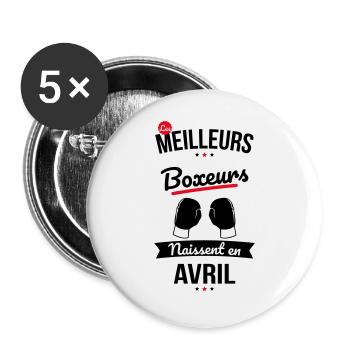 Les meilleurs boxeurs naissent en Avril - Lot de 5 grands badges (56 mm) - blanc - Devant