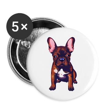 Bulldogge Hundehalter Hund Hundebesitzer Hunde - Buttons groß 56 mm (5er Pack) - Weiß - Vorne