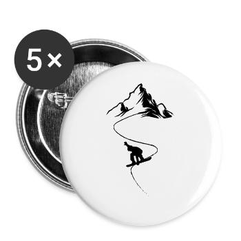 Snowboarder Winter Sports Snow - Buttons large 2.2''/56 mm (5-pack) - white - Front