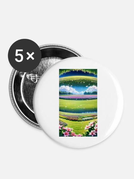 Landscape with 4 Areas, Generative AI - Buttons large 2.2''/56 mm (5-pack) - white