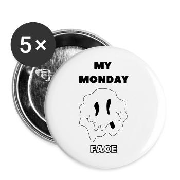 MY MONDAY FACE - Buttons groß 56 mm (5er Pack) - Weiß - Vorne