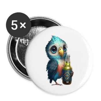 Perroquet doux à la bière - Lot de 5 grands badges (56 mm) - blanc - Devant