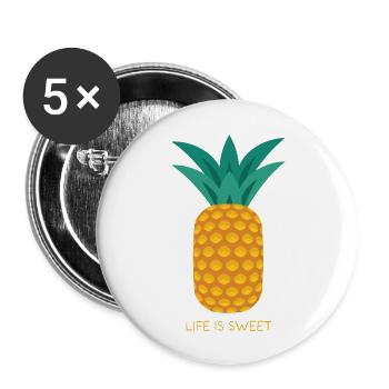 Life Is Sweet - Buttons large 2.2''/56 mm (5-pack) - white - Front