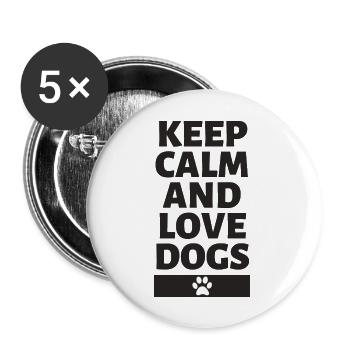 Restez calme et aimez les chiens - Lot de 5 grands badges (56 mm) - blanc - Devant