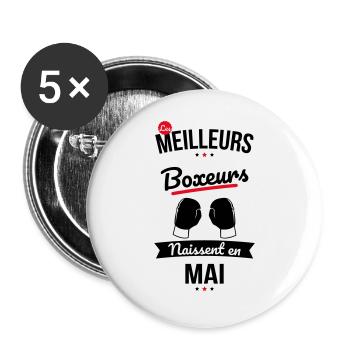 Les meilleurs boxeurs naissent en Mai - Lot de 5 grands badges (56 mm) - blanc - Devant