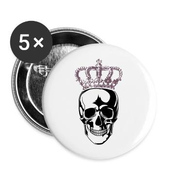 Skull King - Buttons large 2.2''/56 mm (5-pack) - white - Front