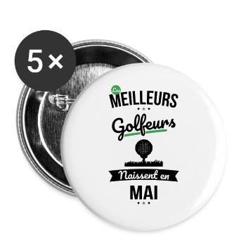 Les meilleurs golfeurs naissent en Mai - Lot de 5 grands badges (56 mm) - blanc - Devant