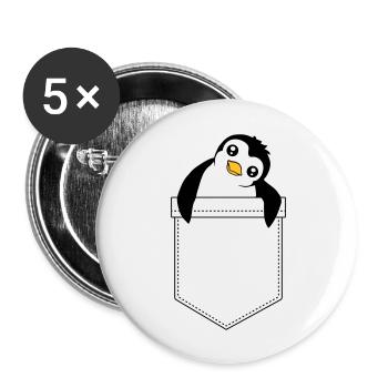 Mignon petit pingouin sac de poitrine sac de voyage - Lot de 5 grands badges (56 mm) - blanc - Devant